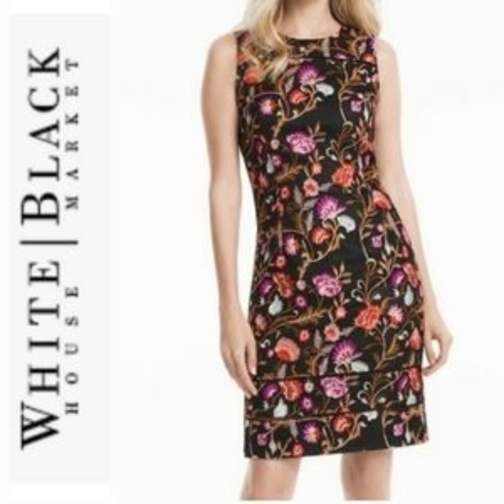 WHBM White House Black Market Floral Brocade Sheath Dress